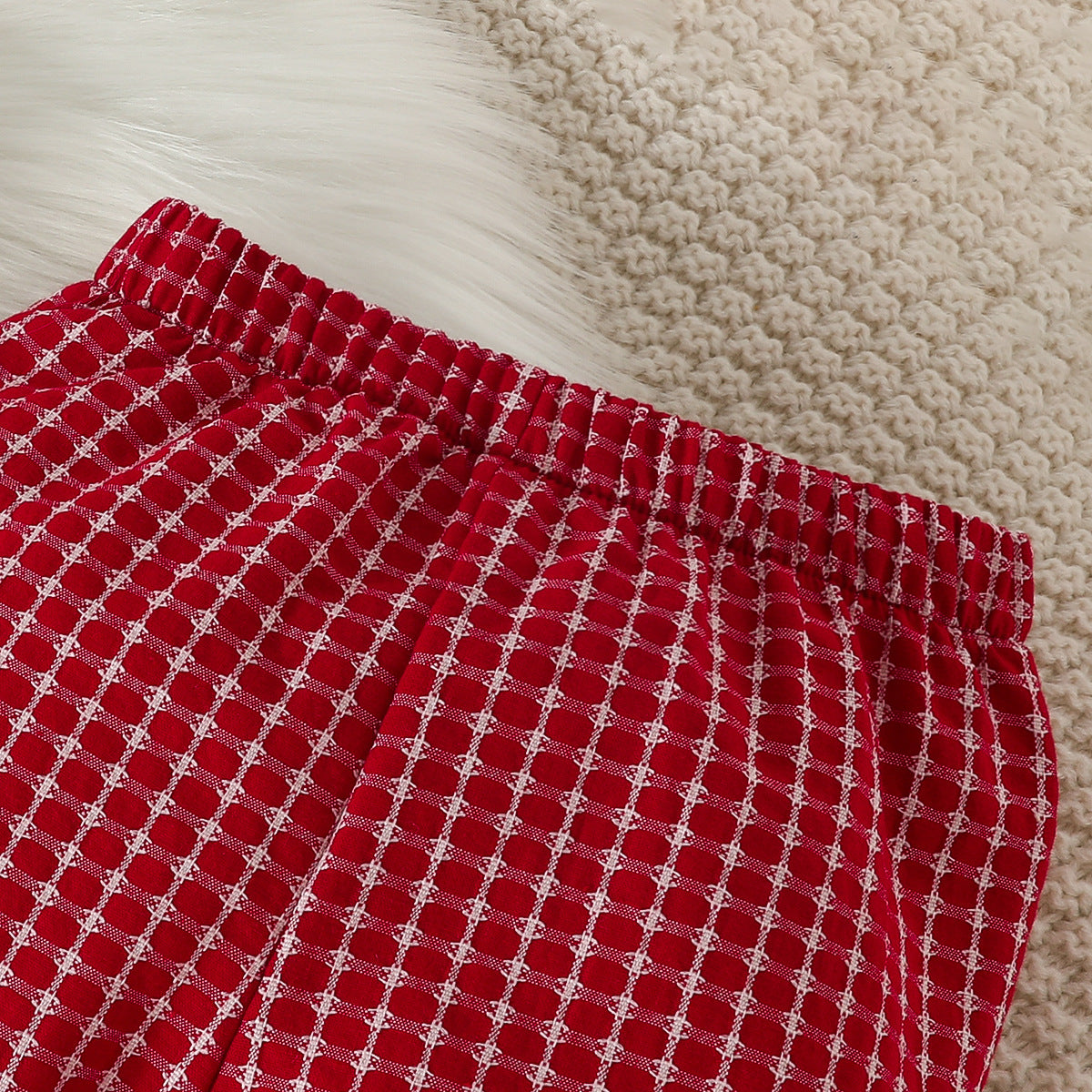 Infant Girls Red & White Checked Top with Trousers