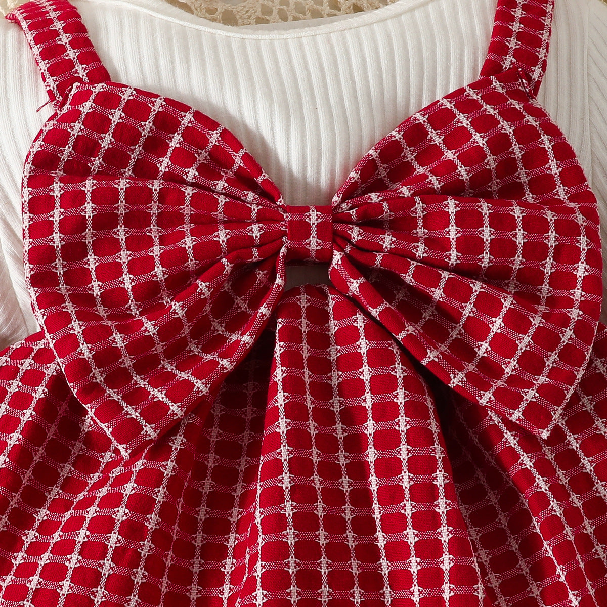 Infant Girls Red & White Checked Top with Trousers