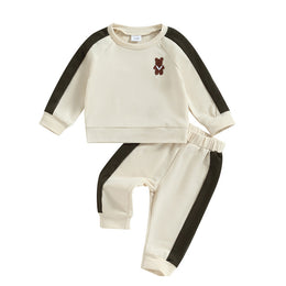 Infant Boys Off White Colourblocked Sweatshirt with Joggers
