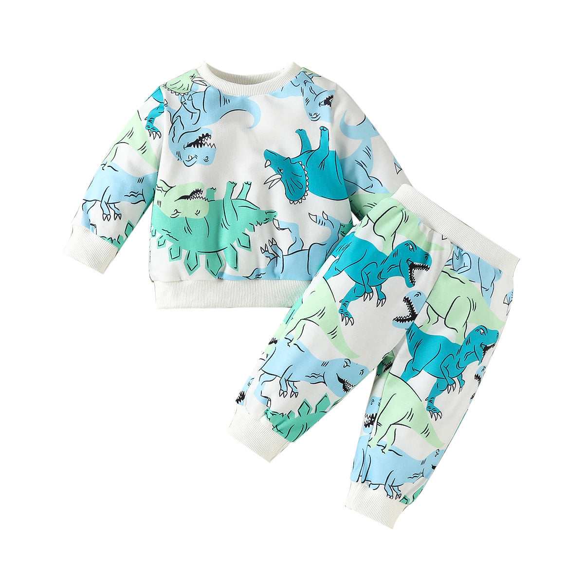 Infant Boys Green Printed Sweatshirt with Joggers