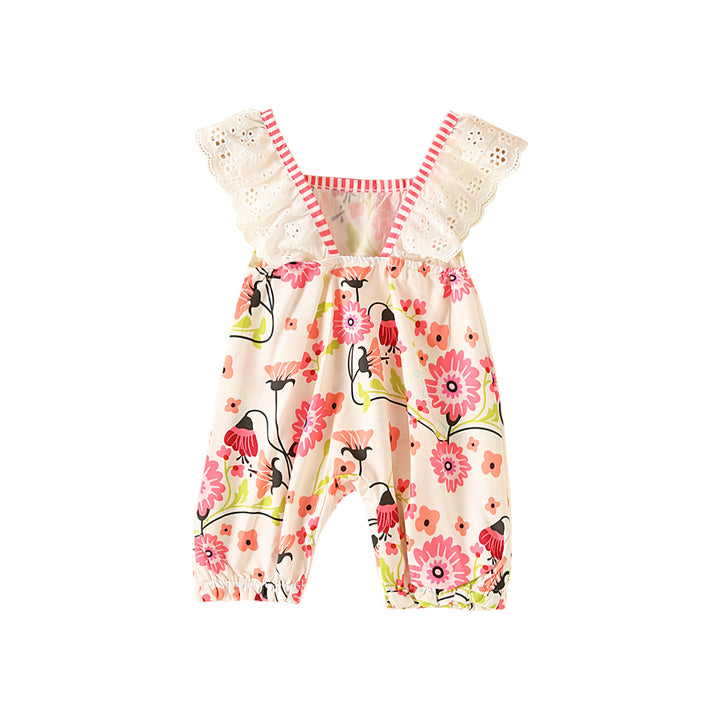 Infant Girls Pink Printed Romper