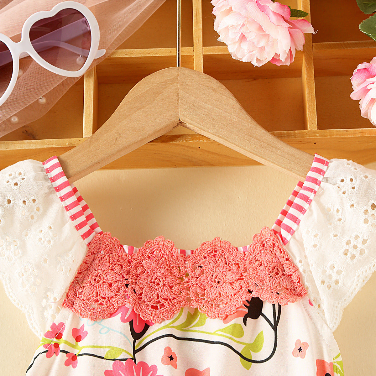 Infant Girls Pink Printed Romper