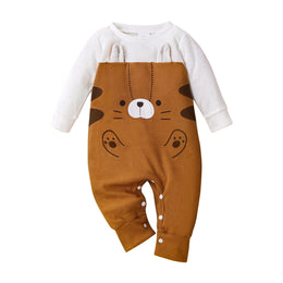 Infants Brown Printed Romper