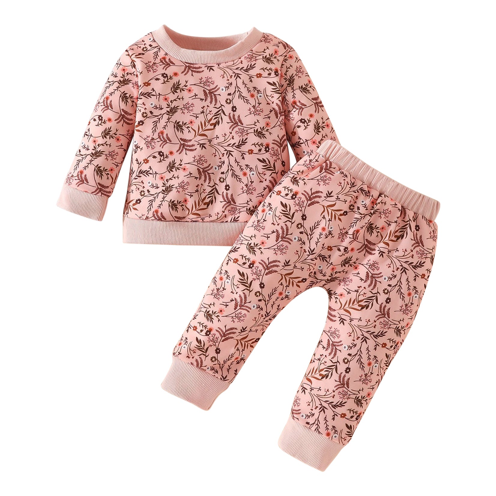 Infant Girls Pink Printed Top with Joggers