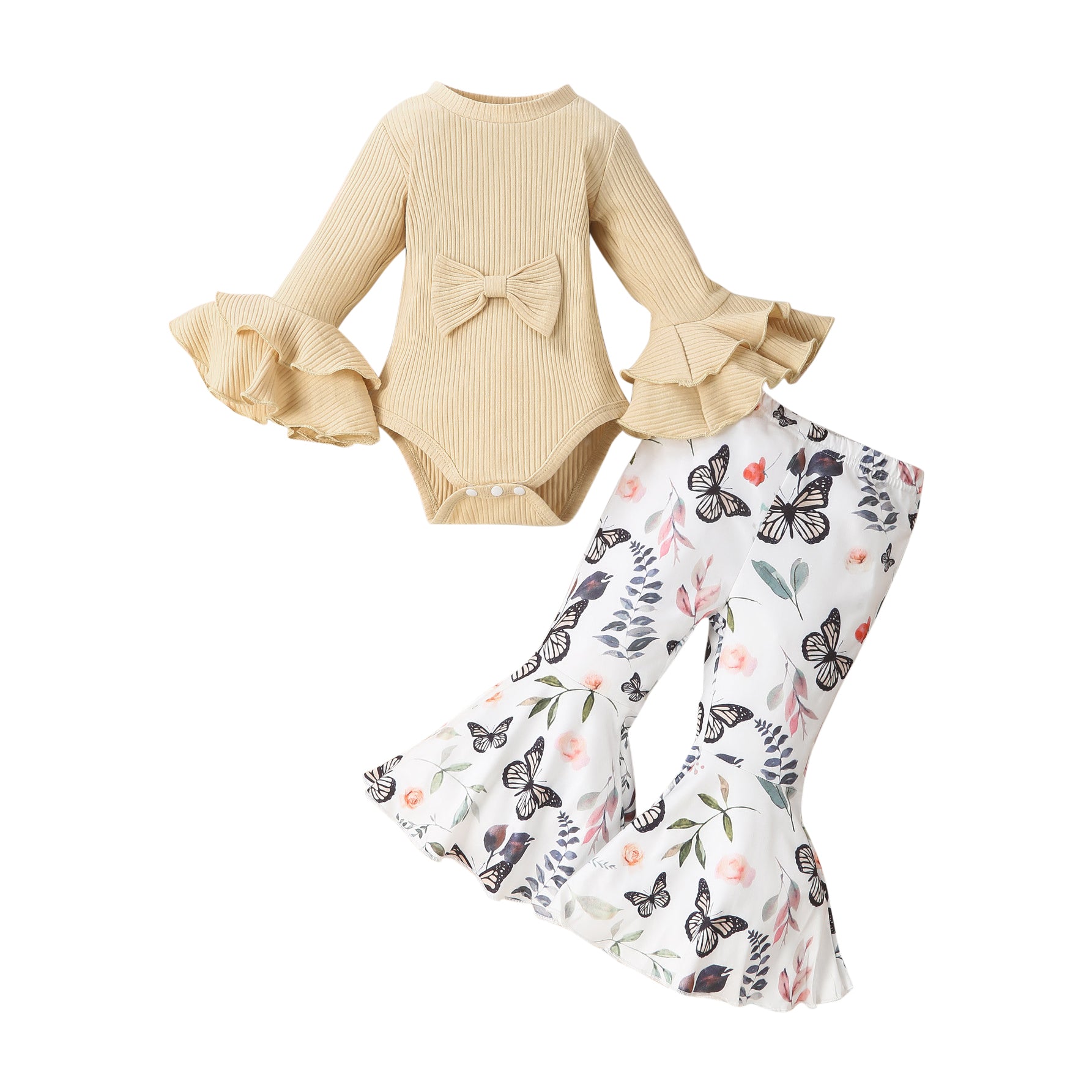 Infant Girls Beige Leotard With Trousers