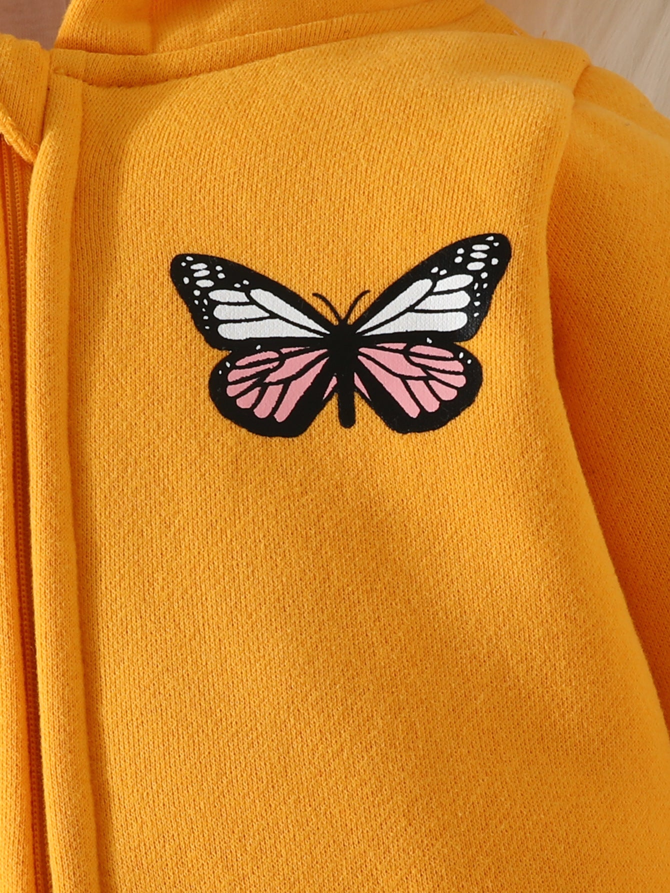 Infant Girls Yellow Printed Hooded Romper