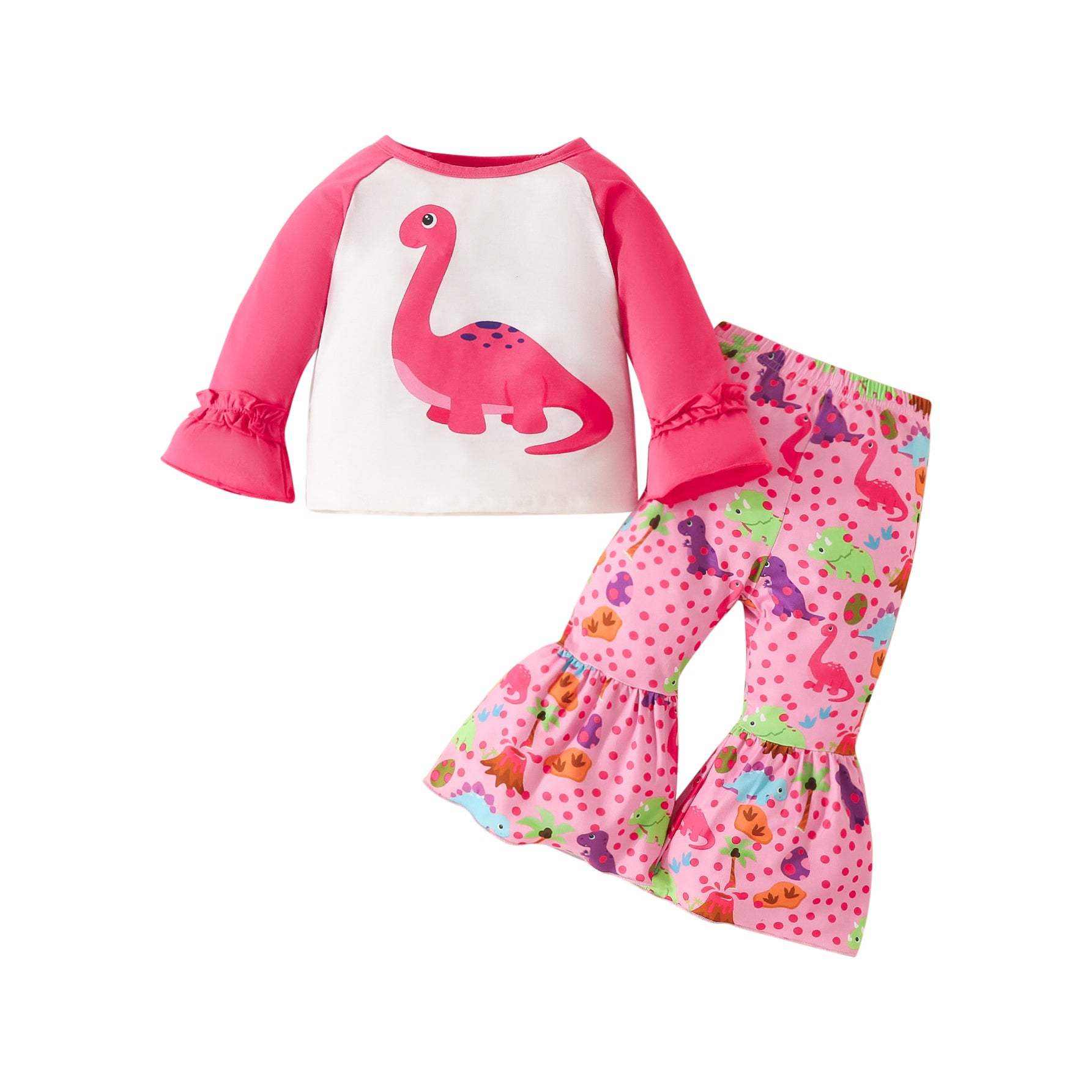 Infant Girls Pink Printed Top with Trousers