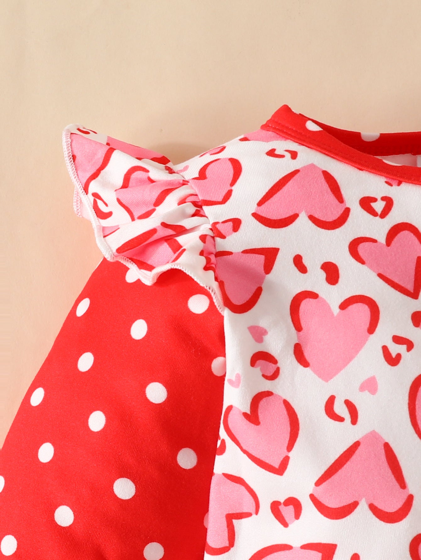 Infant Girls Red & White Printed Romper