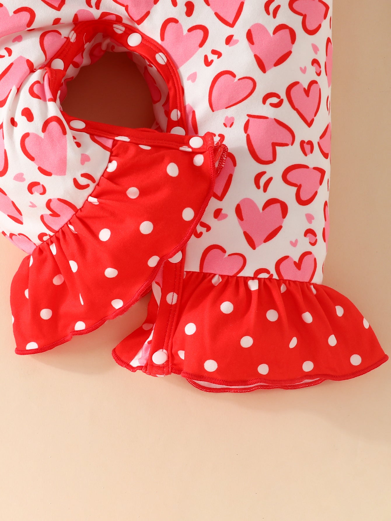 Infant Girls Red & White Printed Romper
