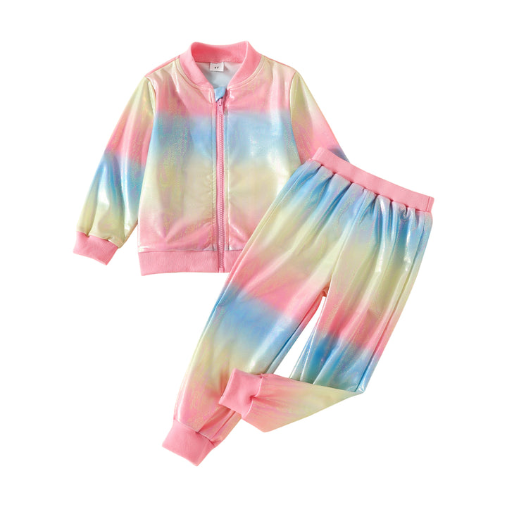 Girls Blue & Pink Dyed Sweatshirt with Joggers