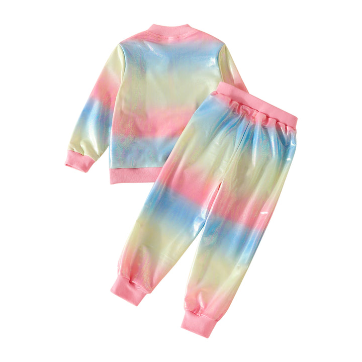 Girls Blue & Pink Dyed Sweatshirt with Joggers