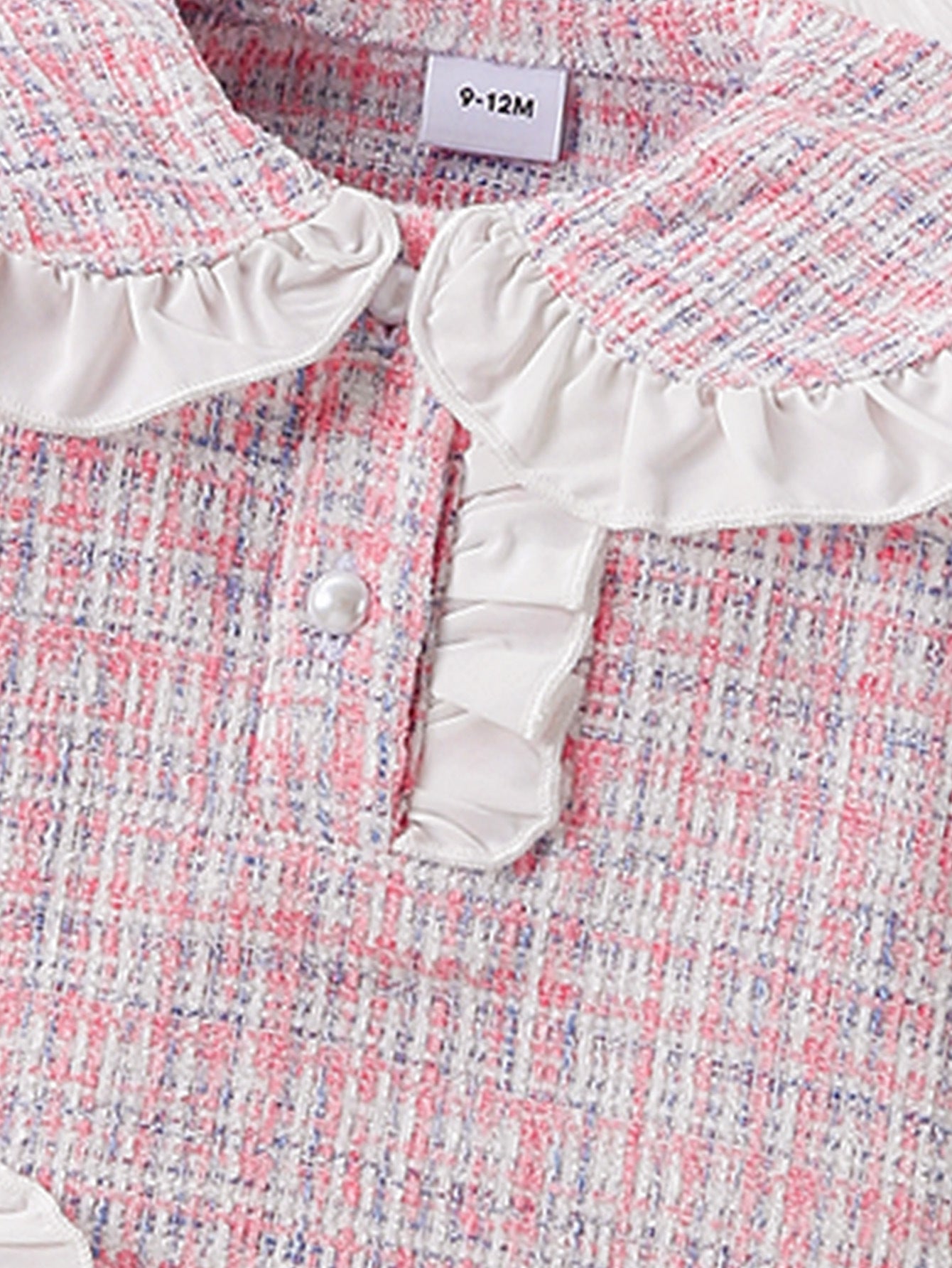 Girls Pink & White Checked Peter Pan Collar A-Line Mini Dress