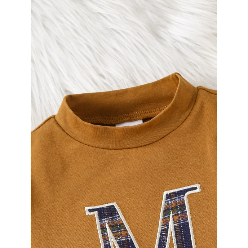 Girls Brown Printed Top with Skirt