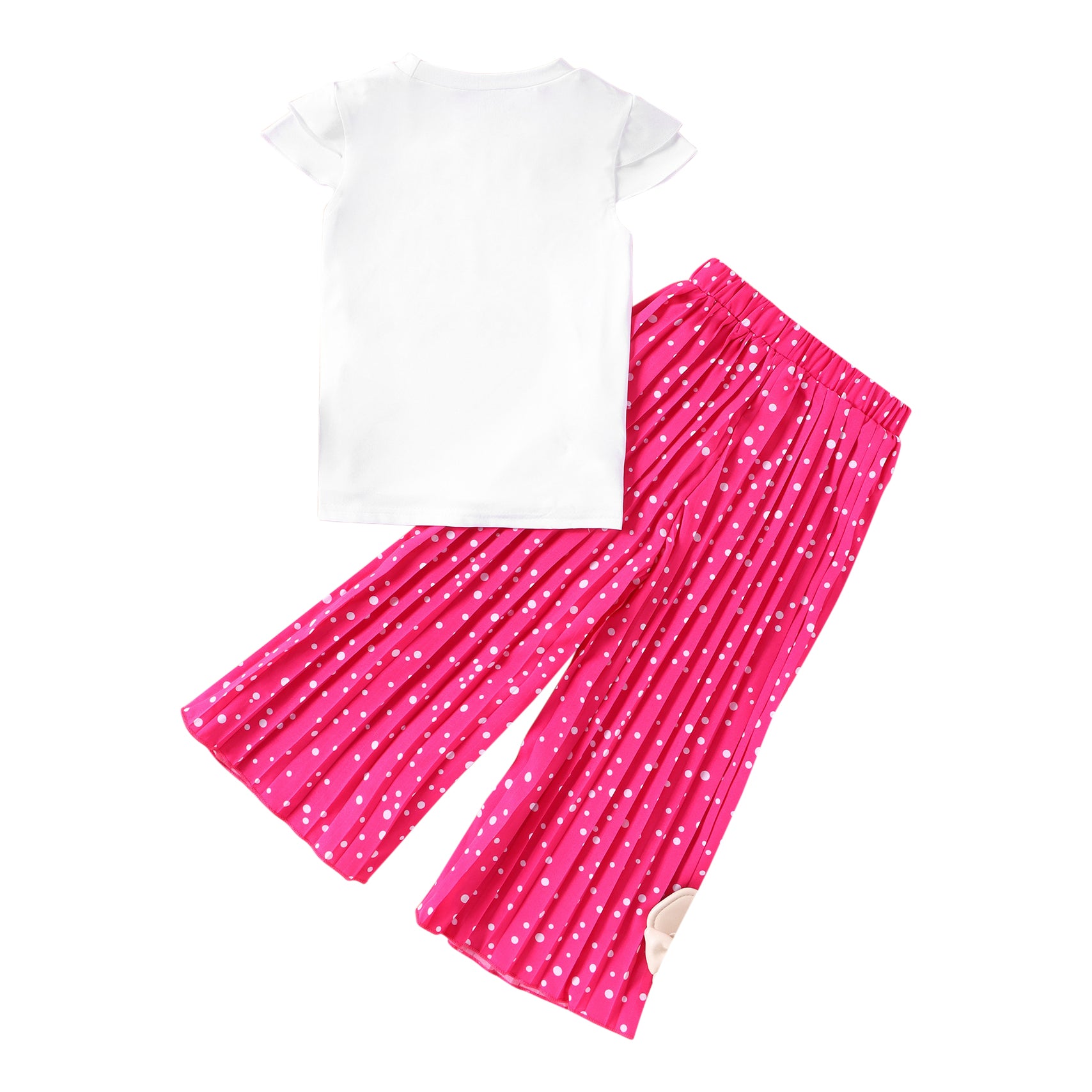 Girls Fuchsia Printed Top with Palazzos