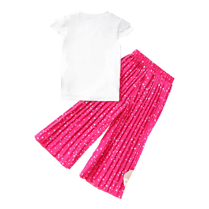 Girls Fuchsia Printed Top with Palazzos