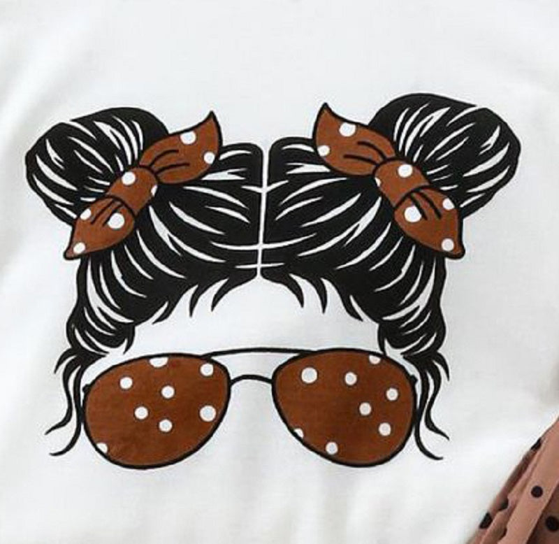 Girls Brown Printed Top with Palazzos