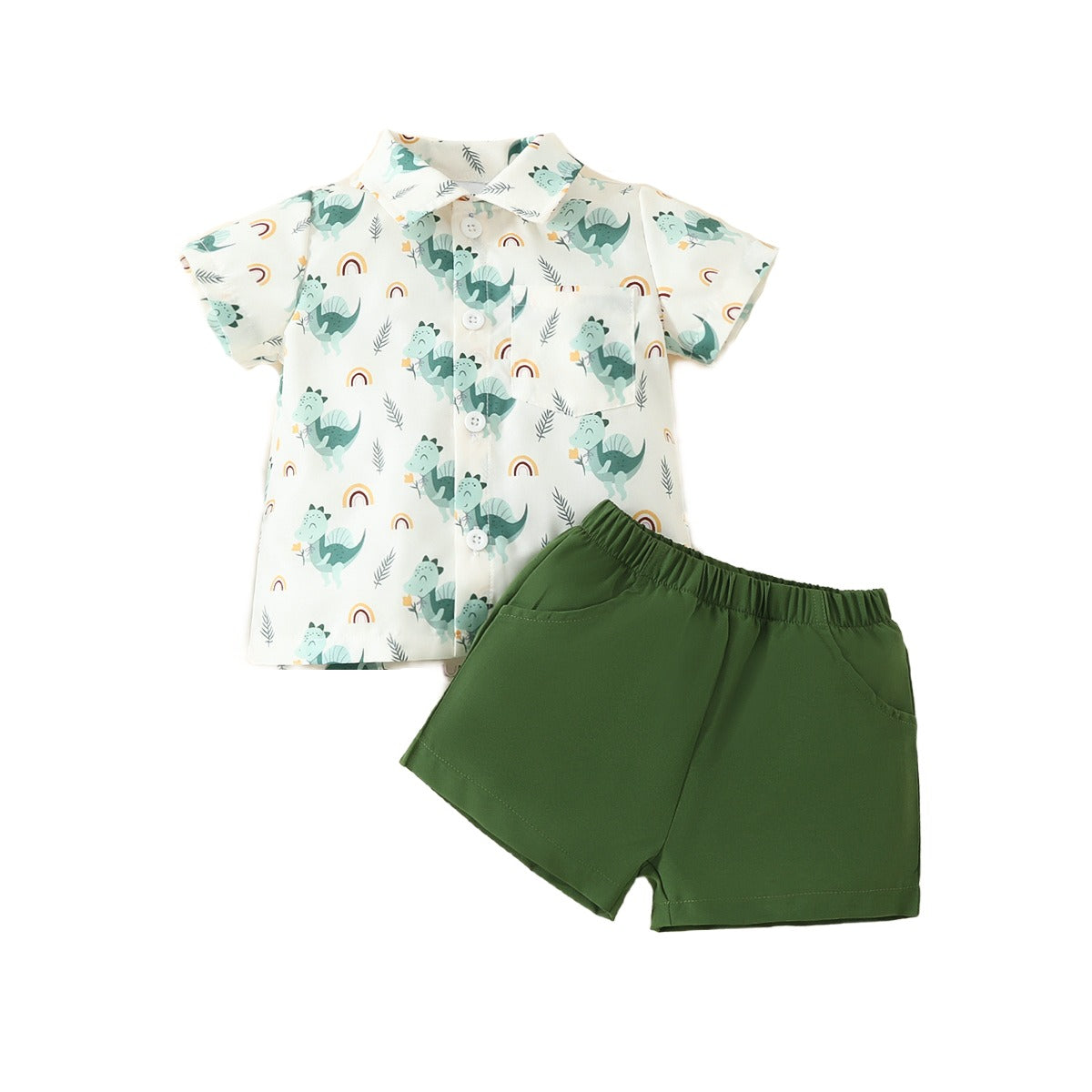 Boys Short Sleeves Printed Shirt with Shorts