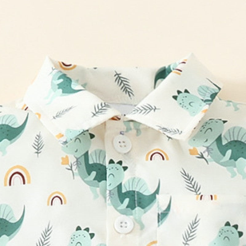 Boys Short Sleeves Printed Shirt with Shorts
