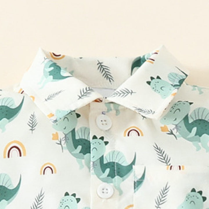 Boys Short Sleeves Printed Shirt with Shorts