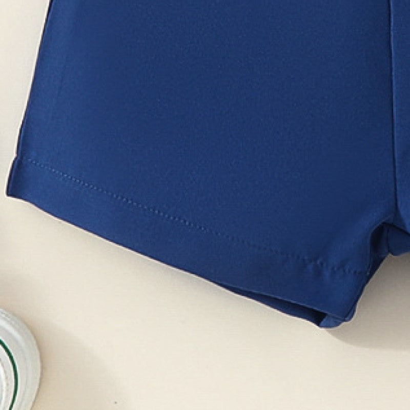 Boys Blue & White Printed Shirt with Shorts