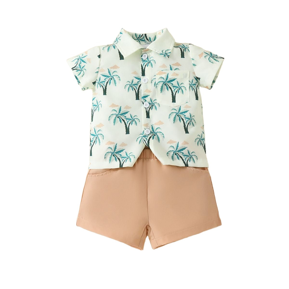Boys Short Sleeves Printed Shirt with Shorts