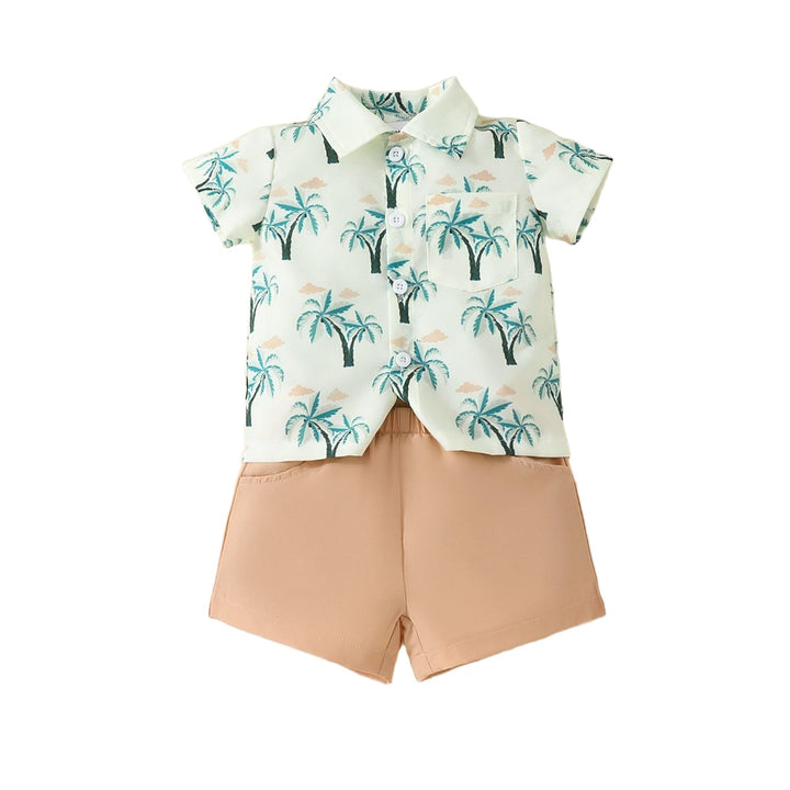 Boys Short Sleeves Printed Shirt with Shorts