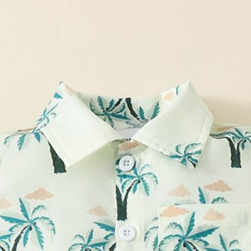 Boys Short Sleeves Printed Shirt with Shorts
