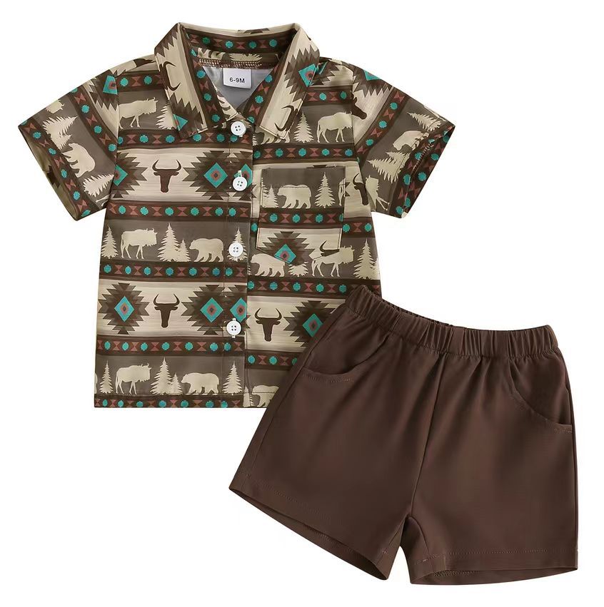 Boys Printed Shirt With Shorts