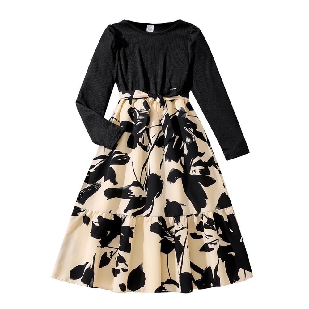 Girls Tropical Printed Fit & Flare Maxi Dress