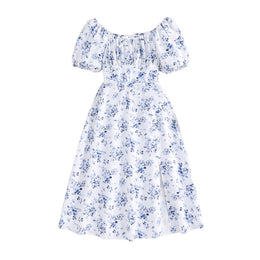 Girls White Floral Printed Fit & Flare Maxi Dress