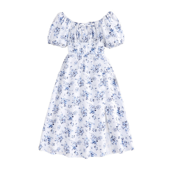 Girls White Floral Printed Fit & Flare Maxi Dress