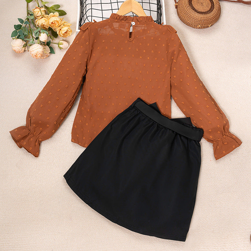 Girls Self Design High Neck Clothing Set
