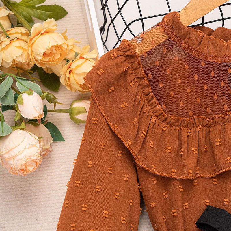 Girls Self Design High Neck Clothing Set