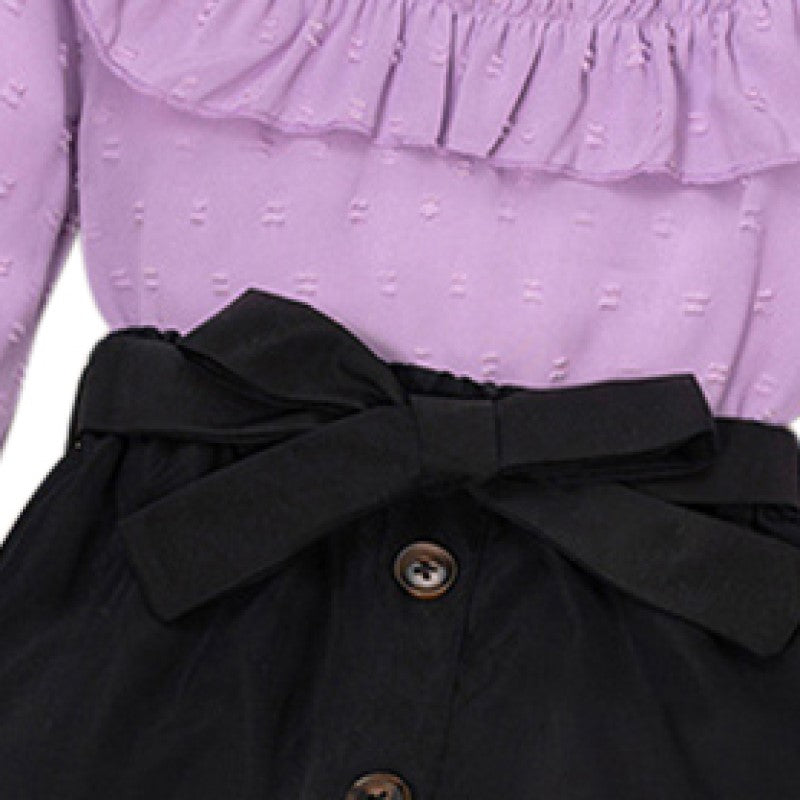 Girls Self Design High Neck Clothing Set
