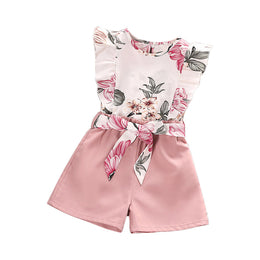 Girls Pink Printed Top with Shorts