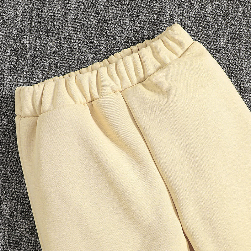 Girls Beige High Neck Top with Trousers