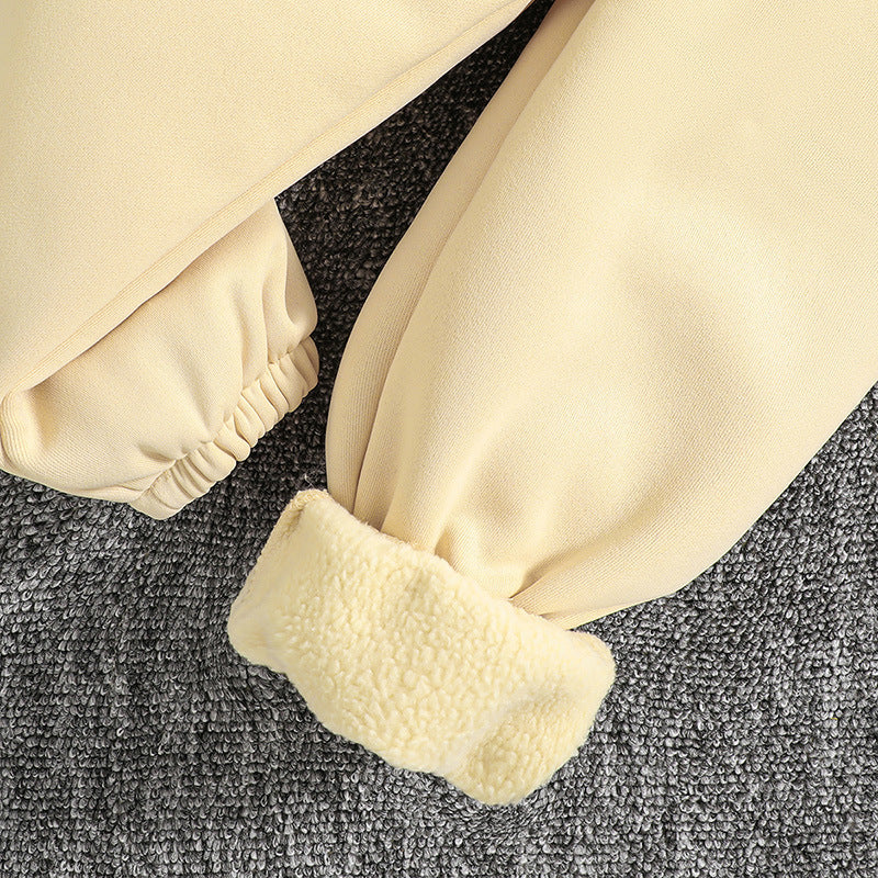 Girls Beige High Neck Top with Trousers