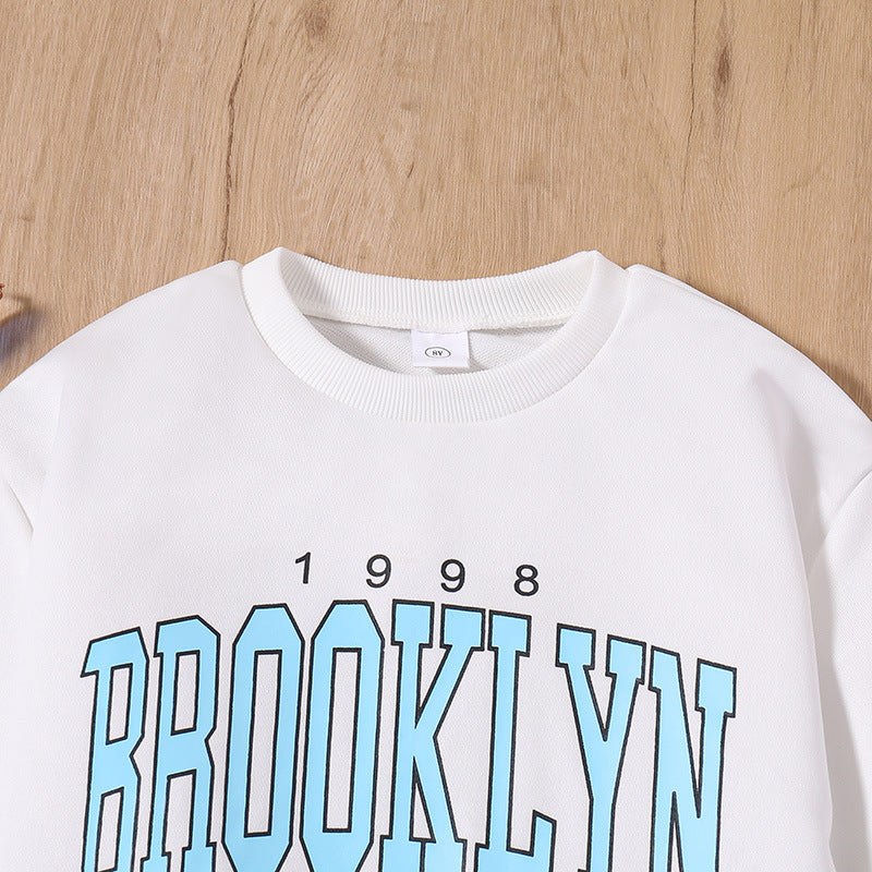Girls Blue & White Printed Top with Pyjamas