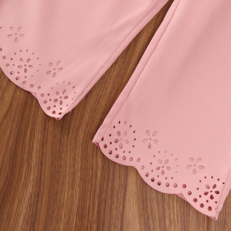 Girls Pink Floral Printed Top with Palazzos
