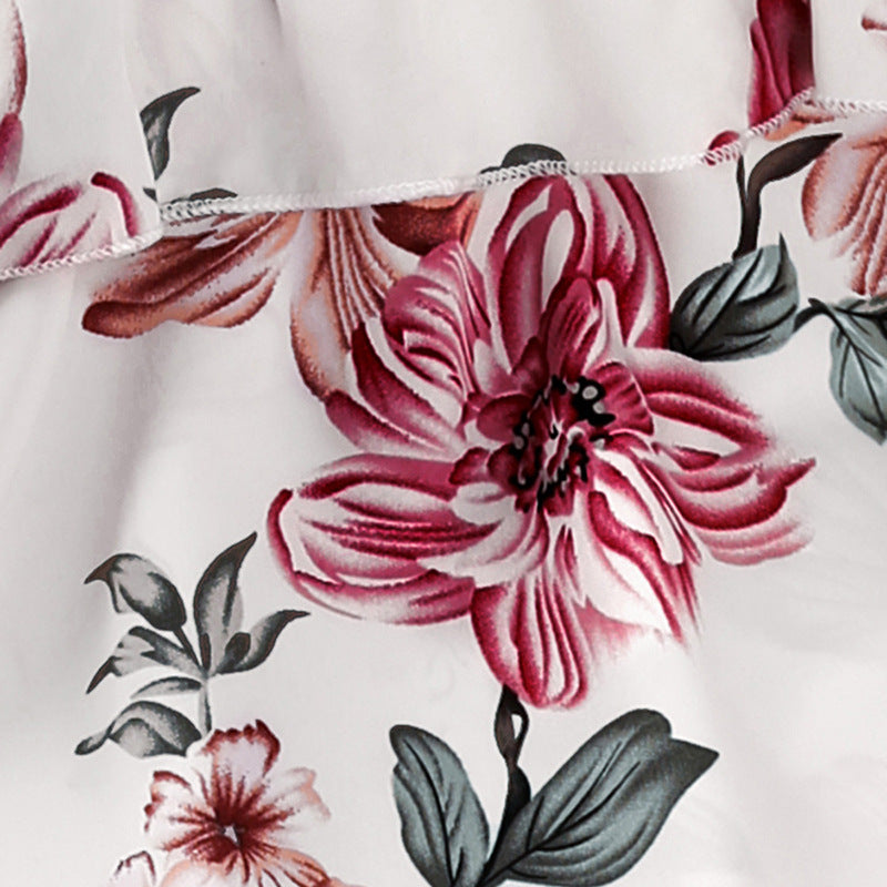 Girls Printed Off-Shoulder Clothing Set