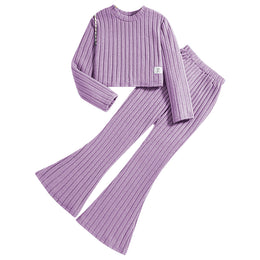 Purple Girls Striped Top with Palazzos