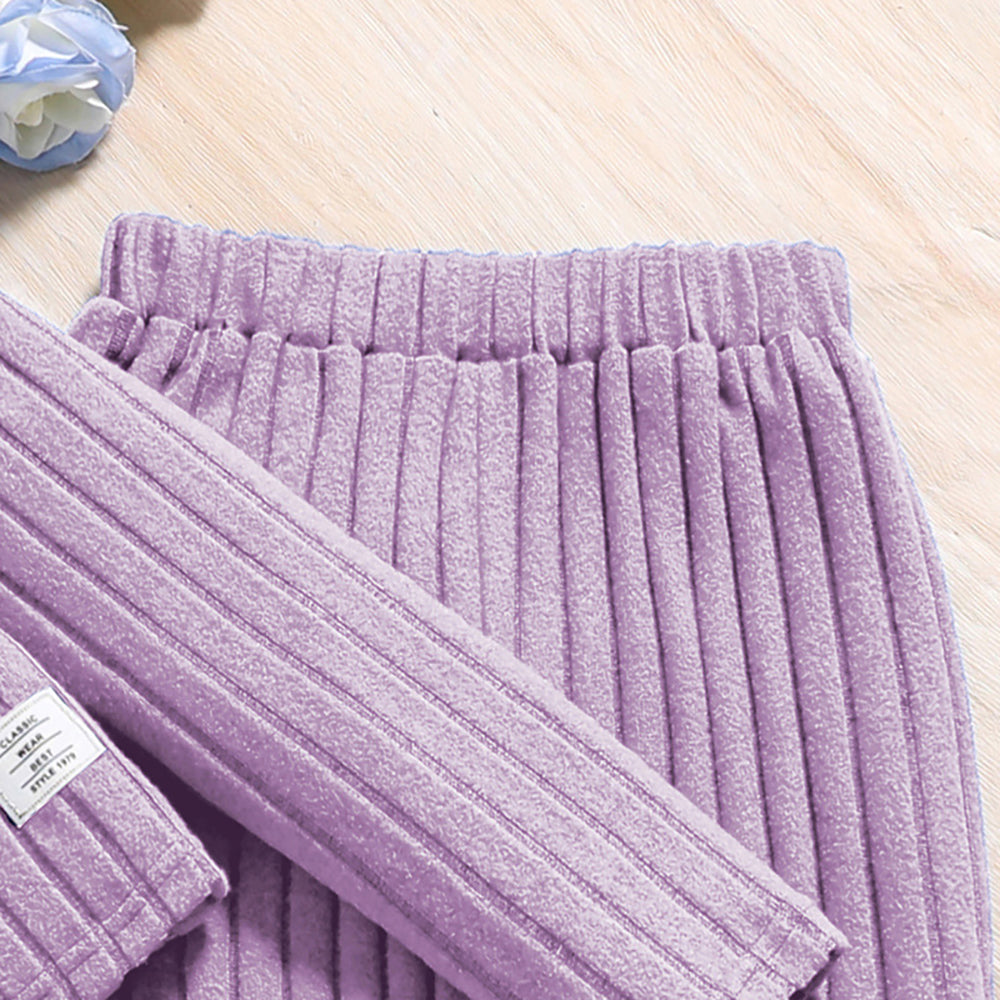 Purple Girls Striped Top with Palazzos