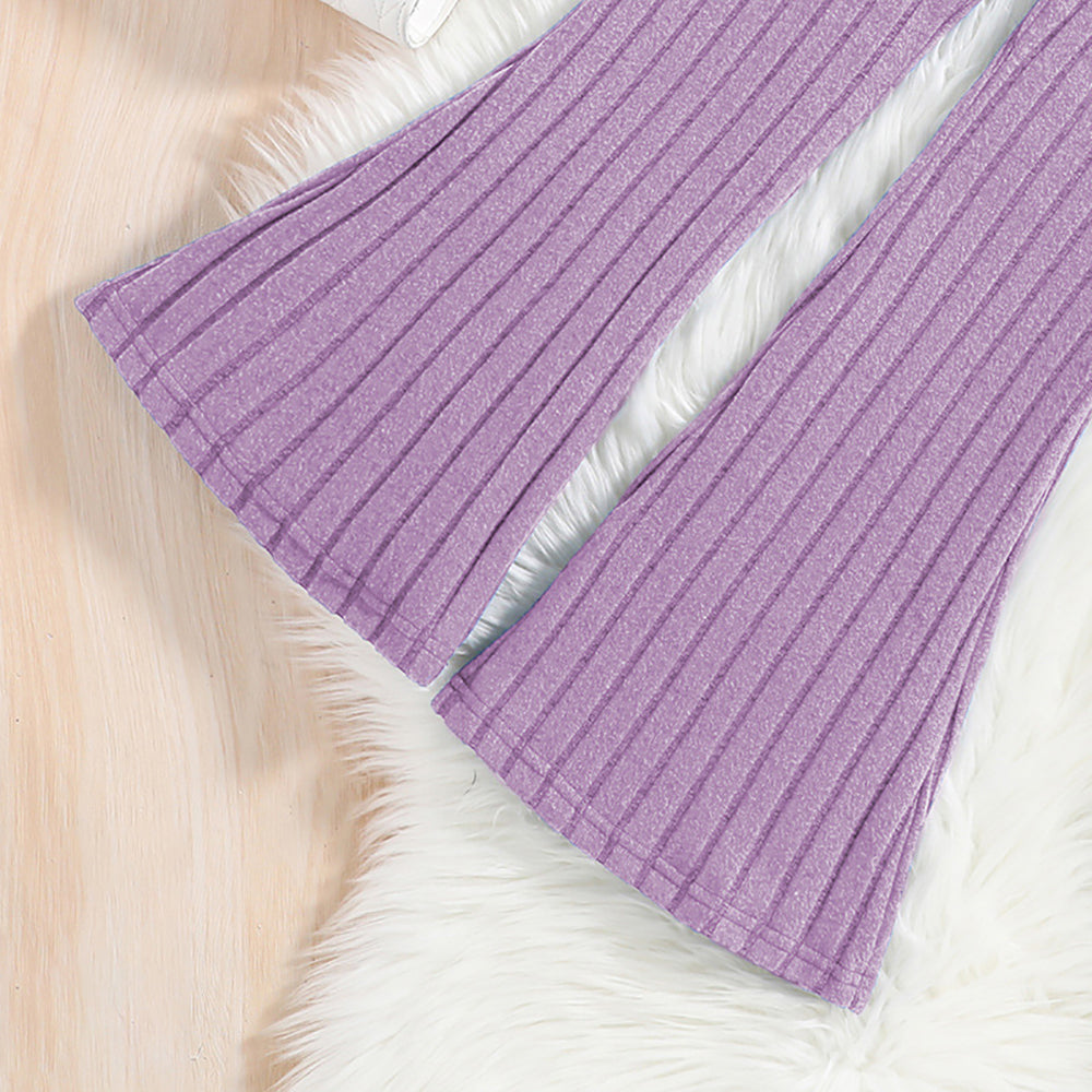 Purple Girls Striped Top with Palazzos