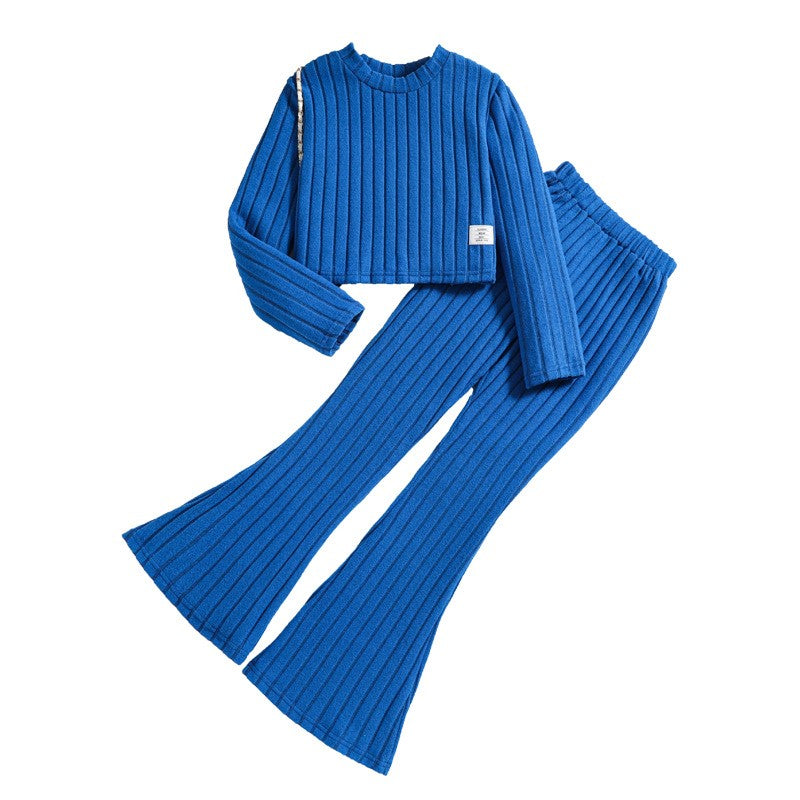 Girls Blue Striped Top with Palazzos