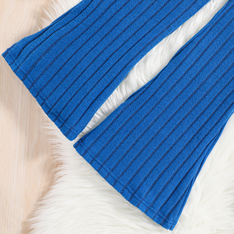 Girls Blue Striped Top with Palazzos