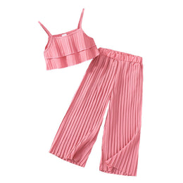 Girls Pink Striped Top with Palazzos