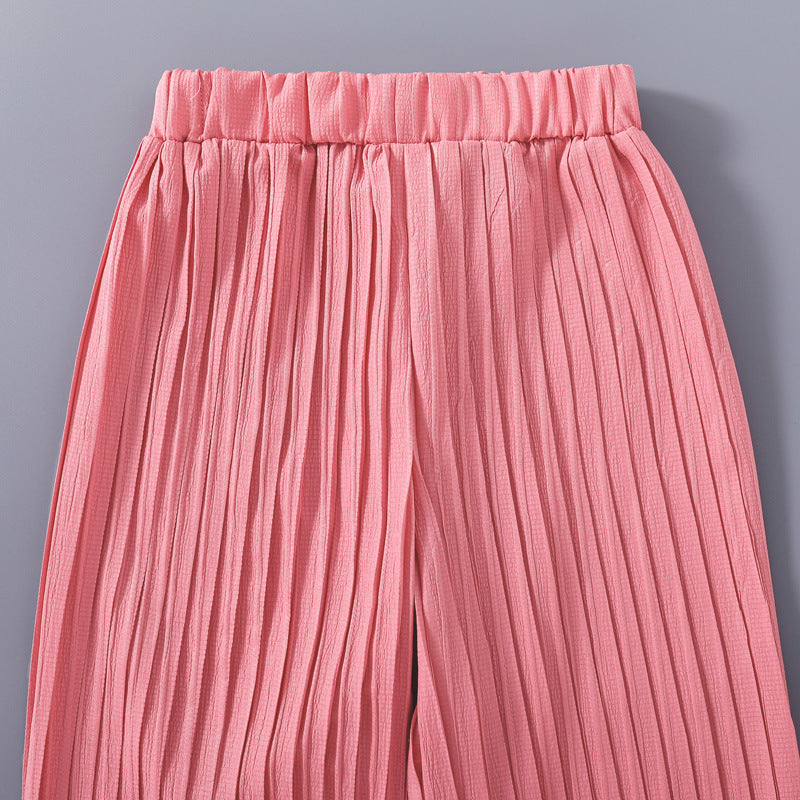 Girls Pink Striped Top with Palazzos