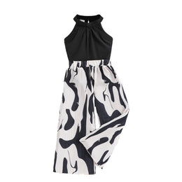 Girls Black & White Printed Top With Palazzos