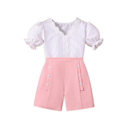 Girls White Top with Shorts