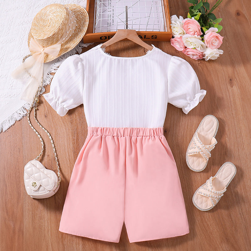 Girls White Top with Shorts